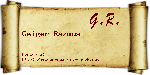 Geiger Razmus névjegykártya